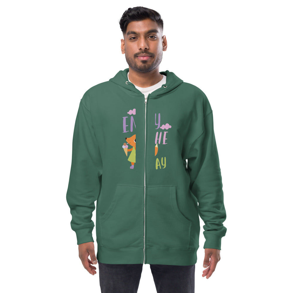 Orange fox - Ẹnoy the day | Unisex Fleece Zip Up Hoodie | Independent Trading Co. SS4500Z