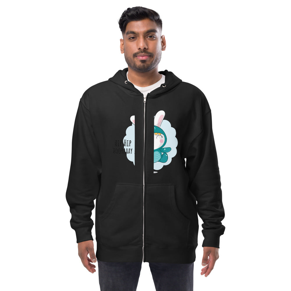Green rabbit - HIP HIP HOORAAAY | Unisex Fleece Zip Up Hoodie | Independent Trading Co. SS4500Z