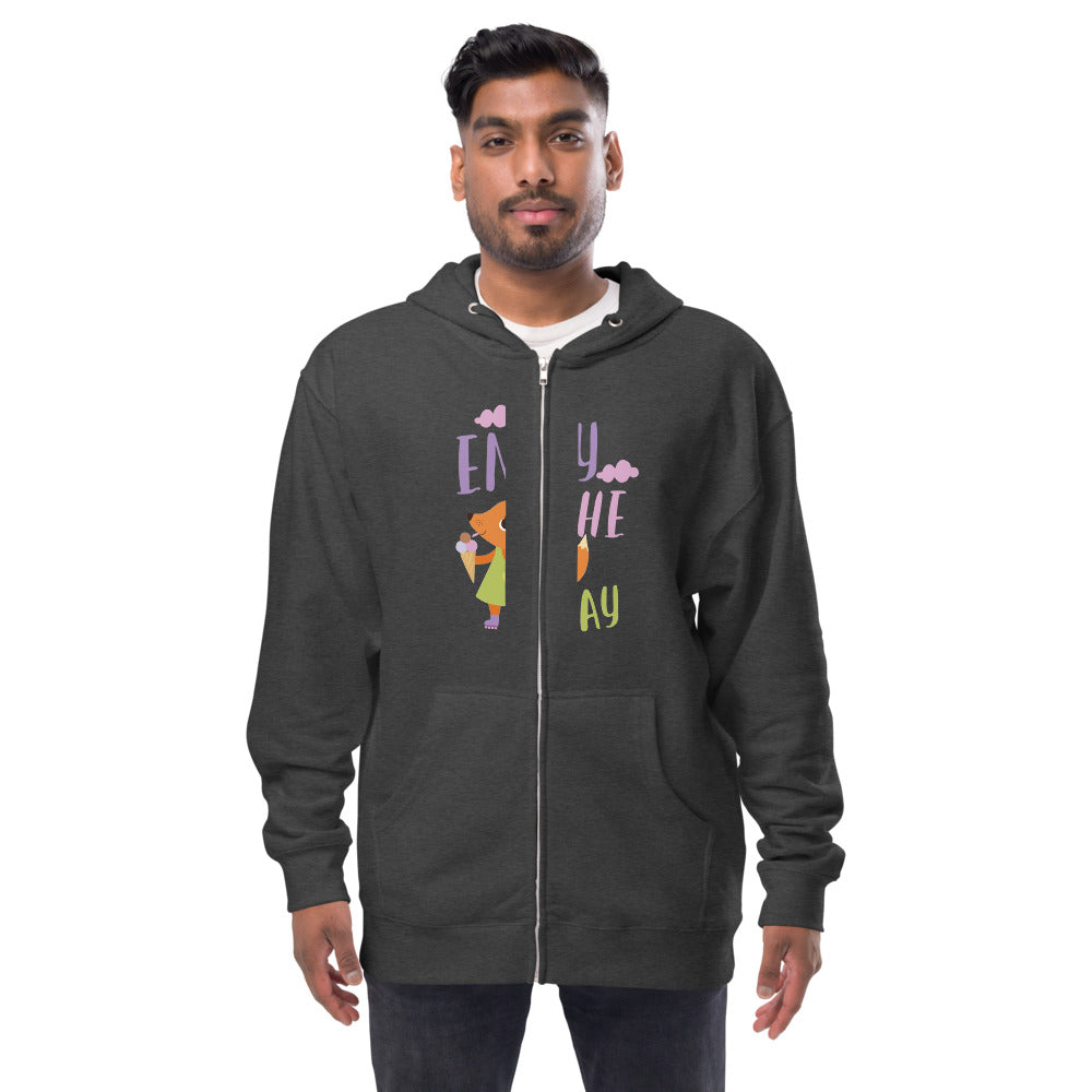 Orange fox - Ẹnoy the day | Unisex Fleece Zip Up Hoodie | Independent Trading Co. SS4500Z