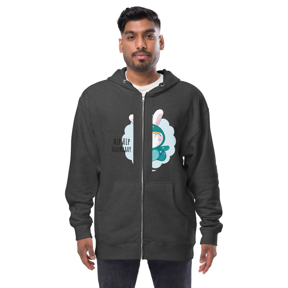 Green rabbit - HIP HIP HOORAAAY | Unisex Fleece Zip Up Hoodie | Independent Trading Co. SS4500Z