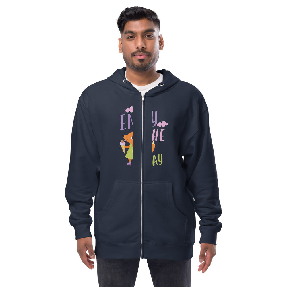 Orange fox - Ẹnoy the day | Unisex Fleece Zip Up Hoodie | Independent Trading Co. SS4500Z