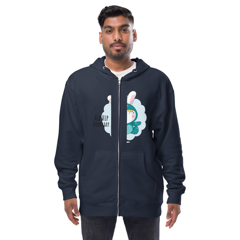 Green rabbit - HIP HIP HOORAAAY | Unisex Fleece Zip Up Hoodie | Independent Trading Co. SS4500Z