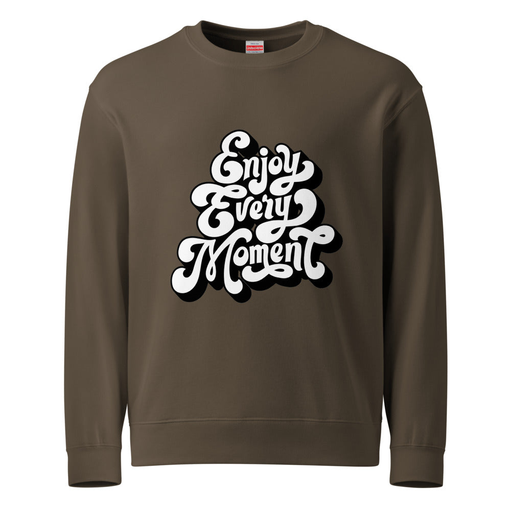 Enjoy every moments white | Unisex French Terry Sweatshirt | United Athle 5044-01