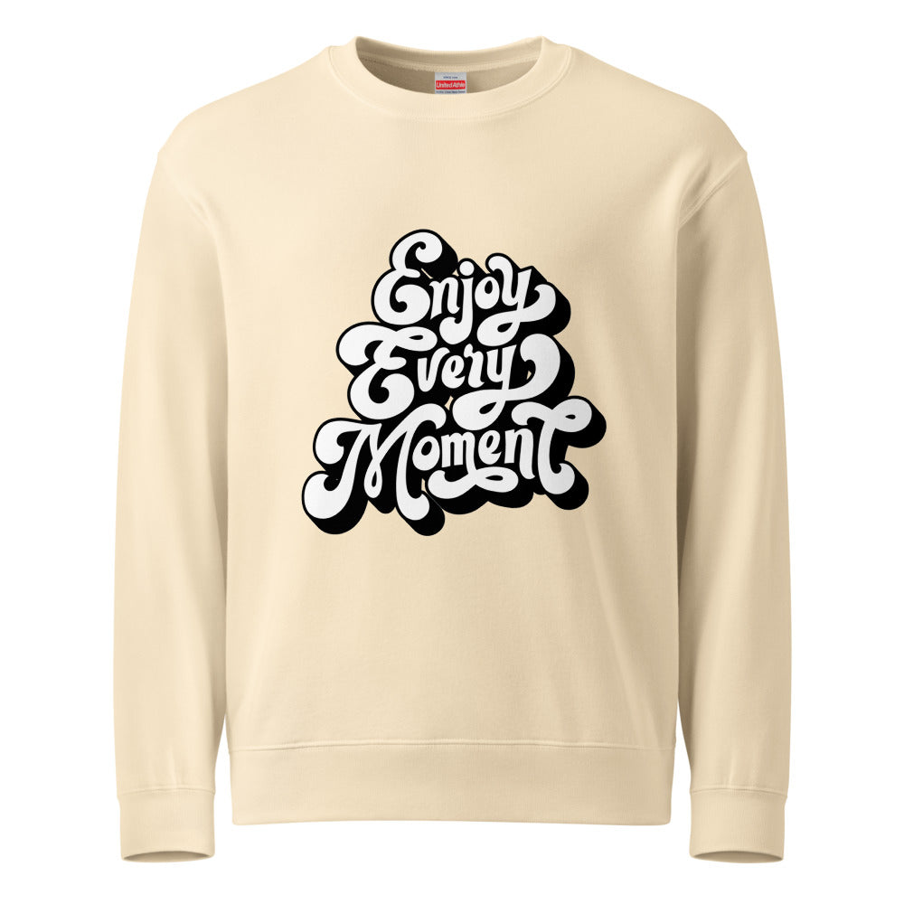 Enjoy every moments white | Unisex French Terry Sweatshirt | United Athle 5044-01