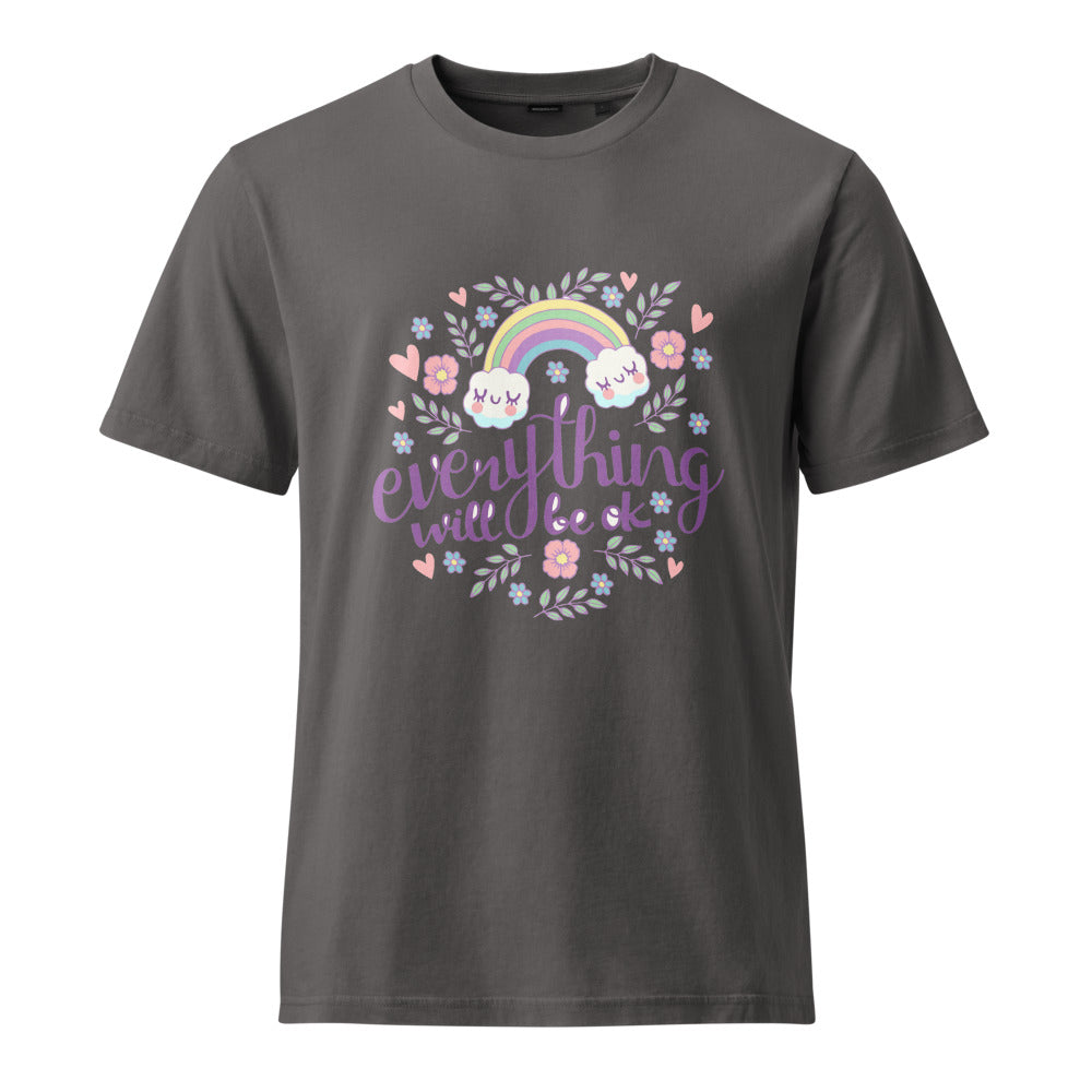 Rainbow - Everything will be ok | Unisex Garment Dyed Creator 2.0 Vintage T-Shirt | Stanley/Stella SATU041