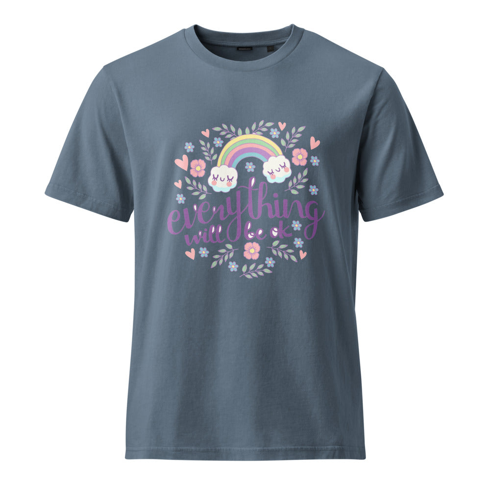 Rainbow - Everything will be ok | Unisex Garment Dyed Creator 2.0 Vintage T-Shirt | Stanley/Stella SATU041