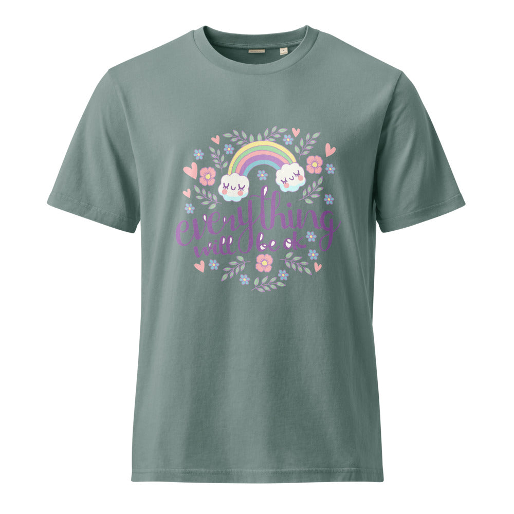 Rainbow - Everything will be ok | Unisex Garment Dyed Creator 2.0 Vintage T-Shirt | Stanley/Stella SATU041