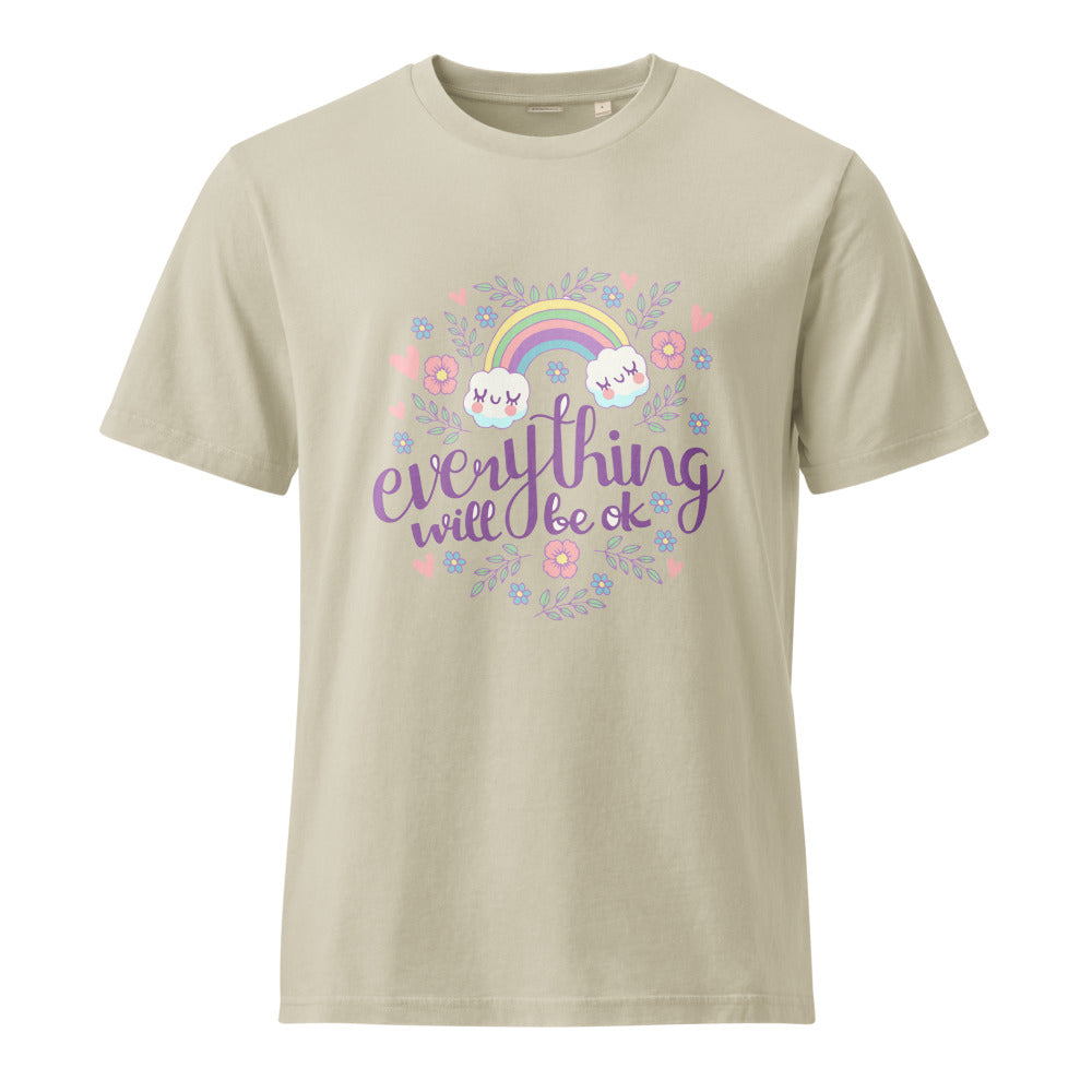Rainbow - Everything will be ok | Unisex Garment Dyed Creator 2.0 Vintage T-Shirt | Stanley/Stella SATU041