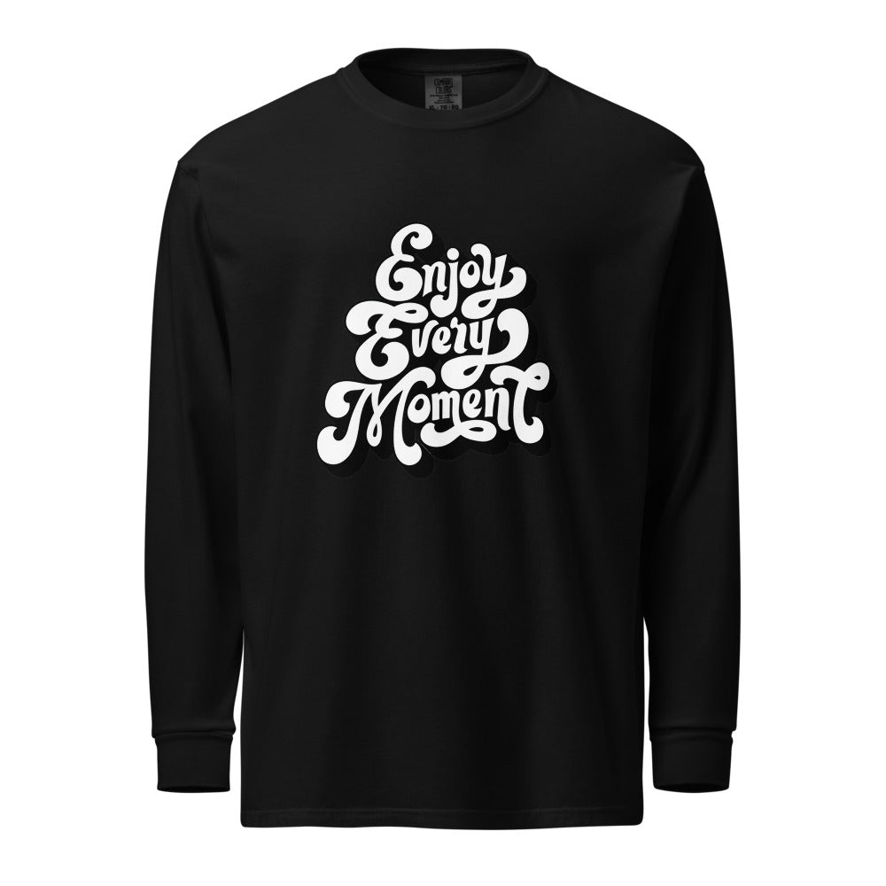 Enjoy every moments white | Unisex Garment-Dyed Heavyweight Long Sleeve Shirt | Comfort Colors 6014