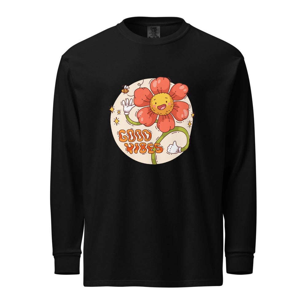 Good vides | Unisex Garment-Dyed Heavyweight Long Sleeve Shirt | Comfort Colors 6014