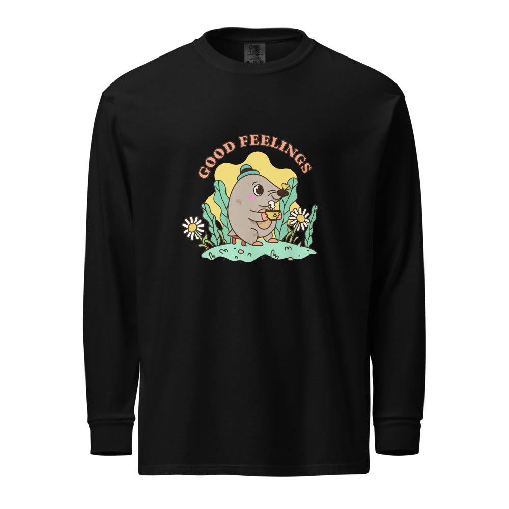 Good feelings | Unisex Garment-Dyed Heavyweight Long Sleeve Shirt | Comfort Colors 6014