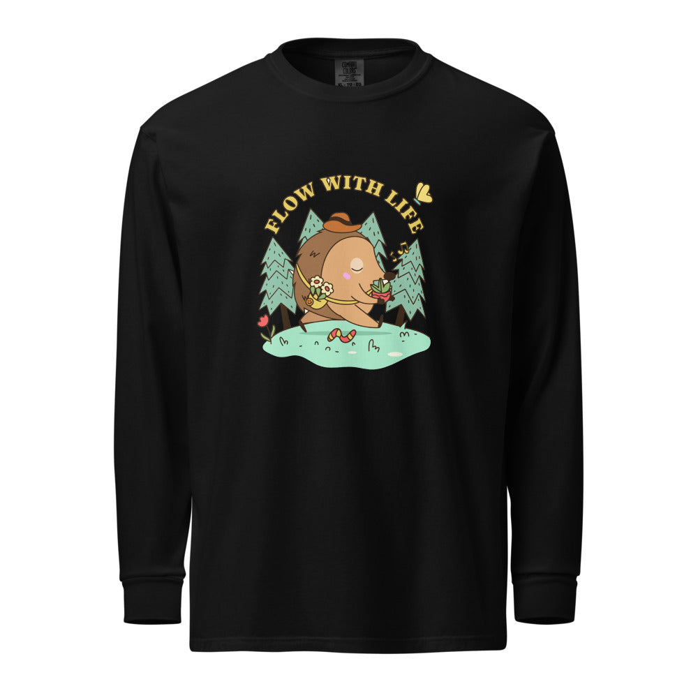 Flow with life | Unisex Garment-Dyed Heavyweight Long Sleeve Shirt | Comfort Colors 6014