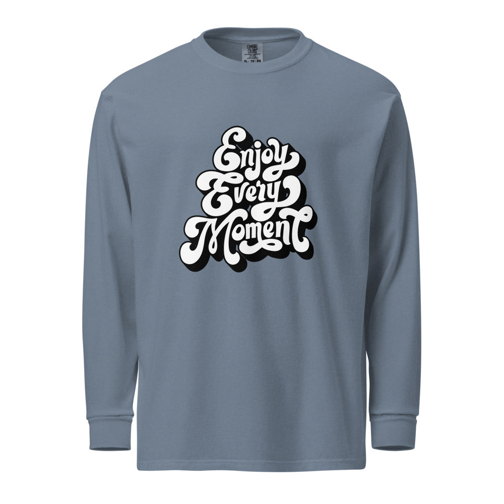 Enjoy every moments white | Unisex Garment-Dyed Heavyweight Long Sleeve Shirt | Comfort Colors 6014