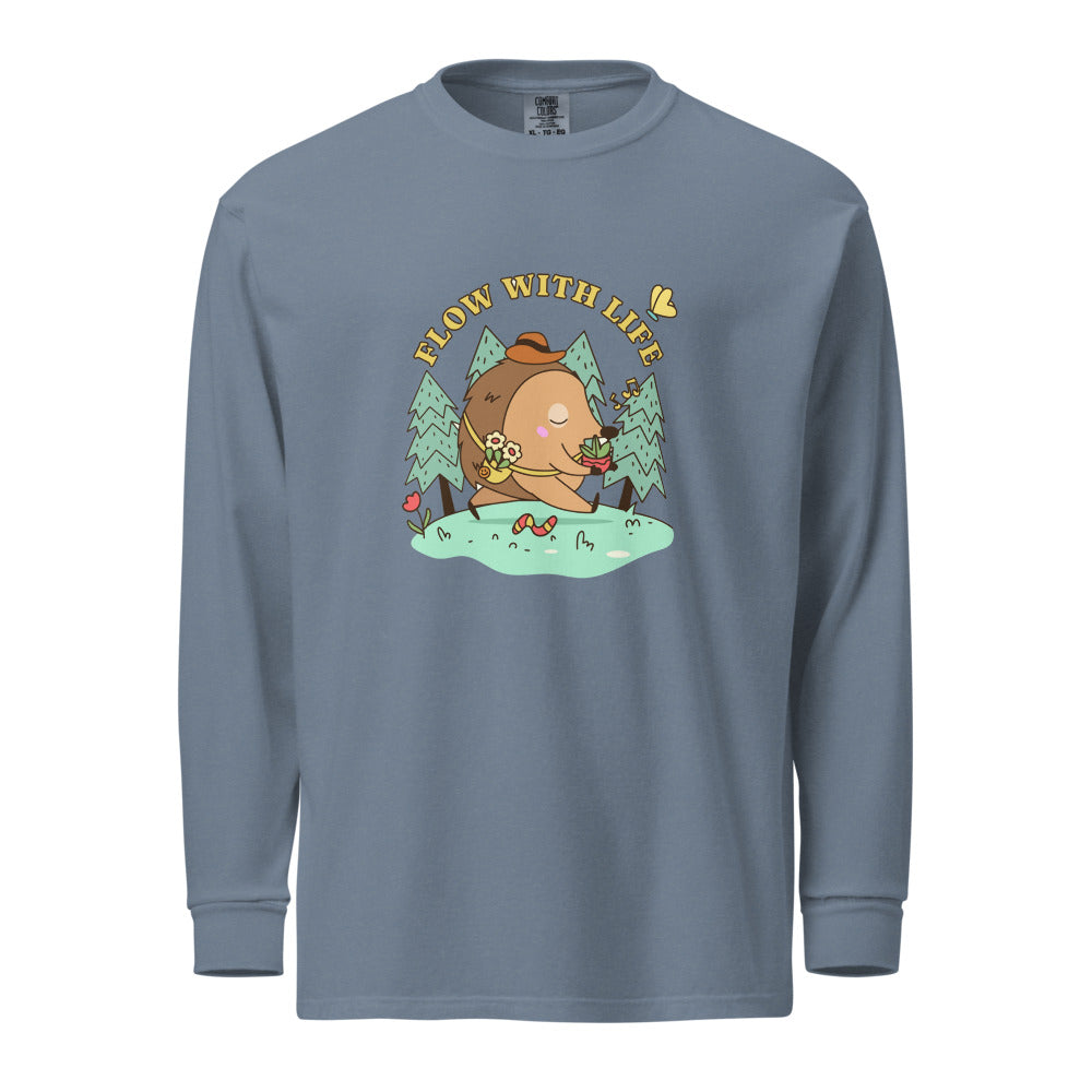 Flow with life | Unisex Garment-Dyed Heavyweight Long Sleeve Shirt | Comfort Colors 6014
