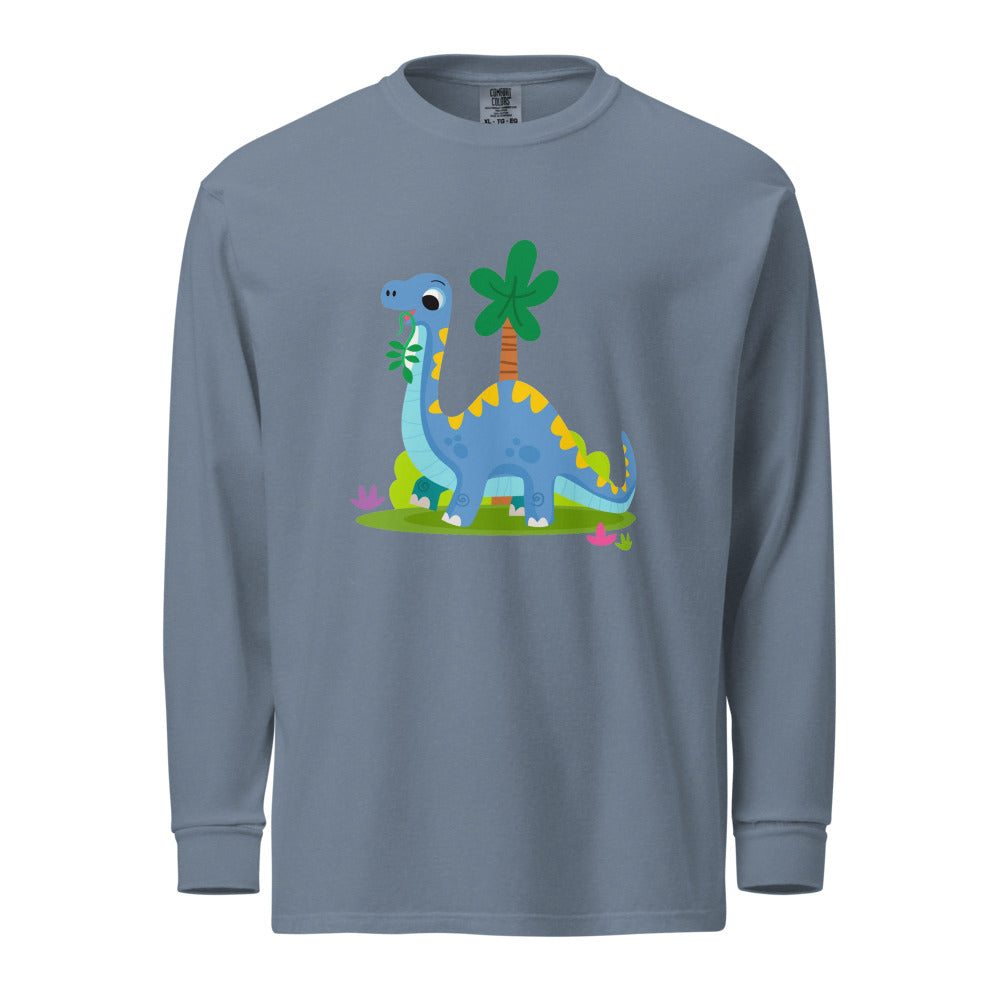 Blue dinosaur | Unisex Garment-Dyed Heavyweight Long Sleeve Shirt | Comfort Colors 6014