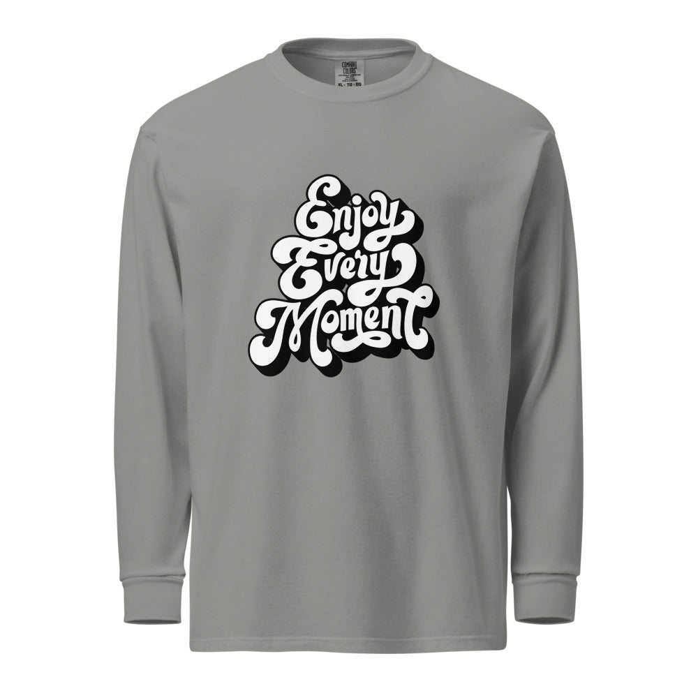 Enjoy every moments white | Unisex Garment-Dyed Heavyweight Long Sleeve Shirt | Comfort Colors 6014