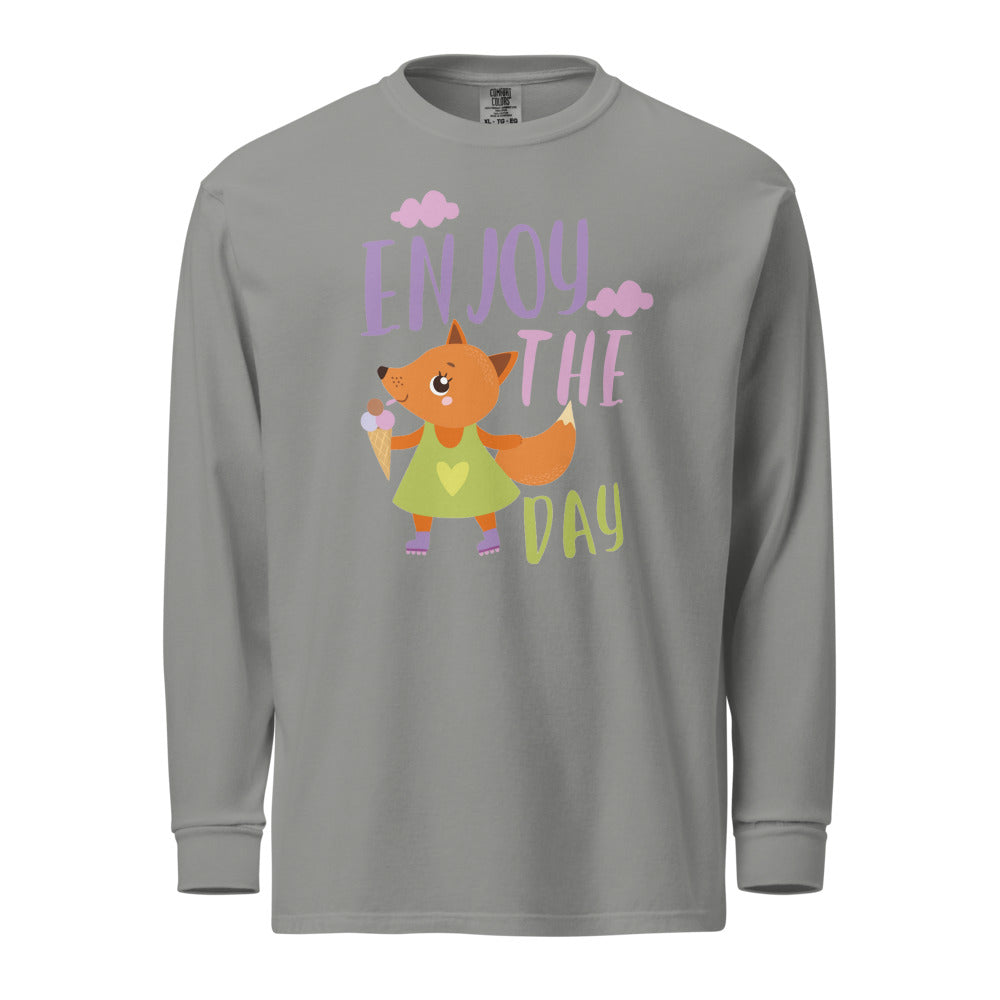 Orange fox - Ẹnoy the day | Unisex Garment-Dyed Heavyweight Long Sleeve Shirt | Comfort Colors 6014