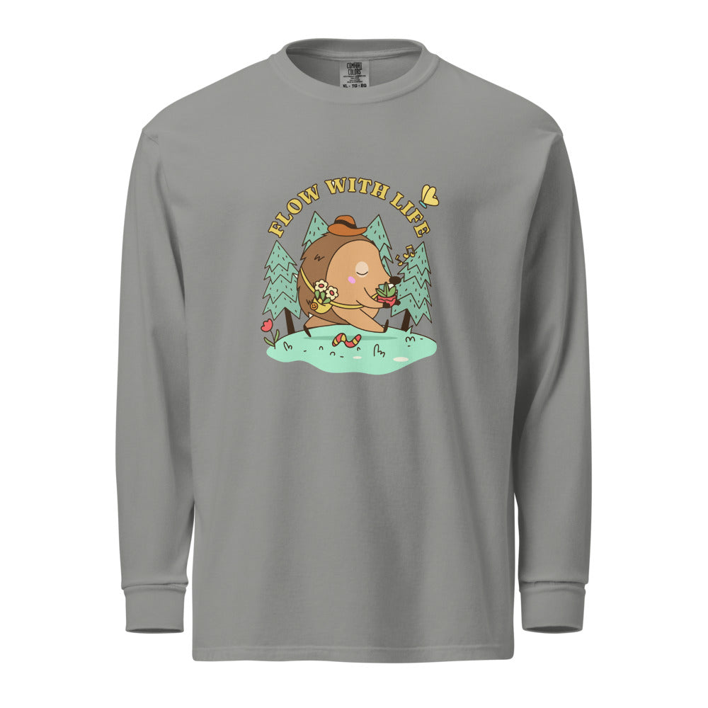 Flow with life | Unisex Garment-Dyed Heavyweight Long Sleeve Shirt | Comfort Colors 6014