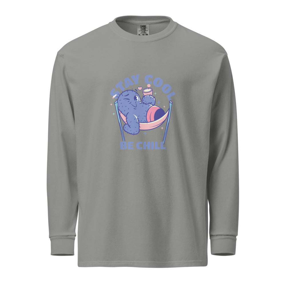 Stay cool be chill | Unisex Garment-Dyed Heavyweight Long Sleeve Shirt | Comfort Colors 6014