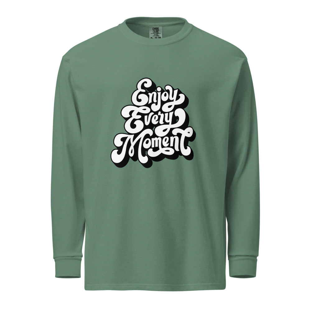 Enjoy every moments white | Unisex Garment-Dyed Heavyweight Long Sleeve Shirt | Comfort Colors 6014