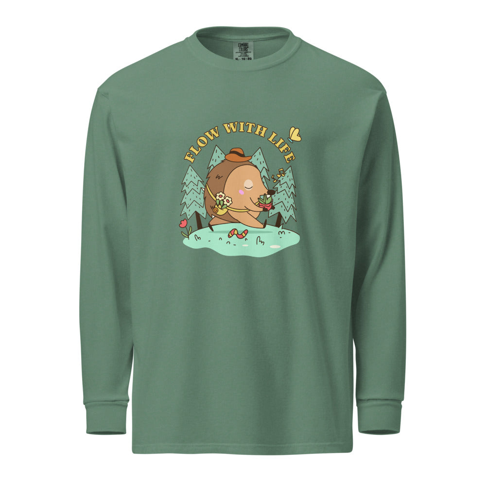 Flow with life | Unisex Garment-Dyed Heavyweight Long Sleeve Shirt | Comfort Colors 6014