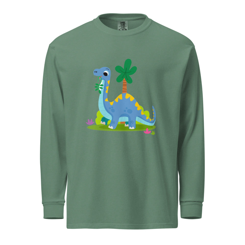 Blue dinosaur | Unisex Garment-Dyed Heavyweight Long Sleeve Shirt | Comfort Colors 6014