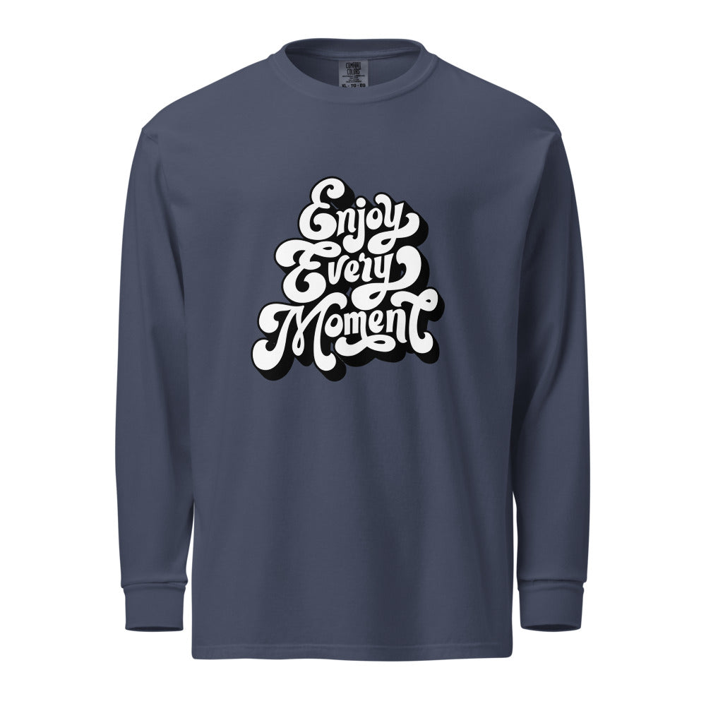 Enjoy every moments white | Unisex Garment-Dyed Heavyweight Long Sleeve Shirt | Comfort Colors 6014