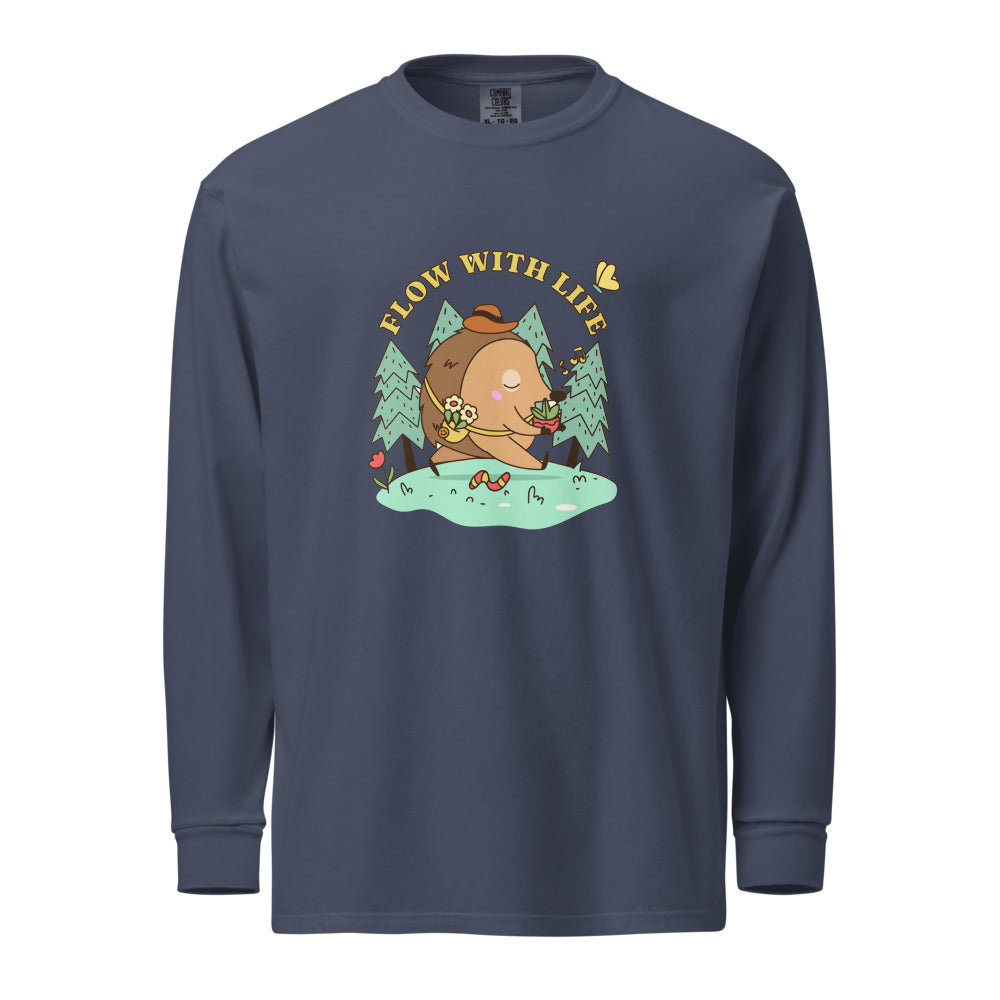 Flow with life | Unisex Garment-Dyed Heavyweight Long Sleeve Shirt | Comfort Colors 6014