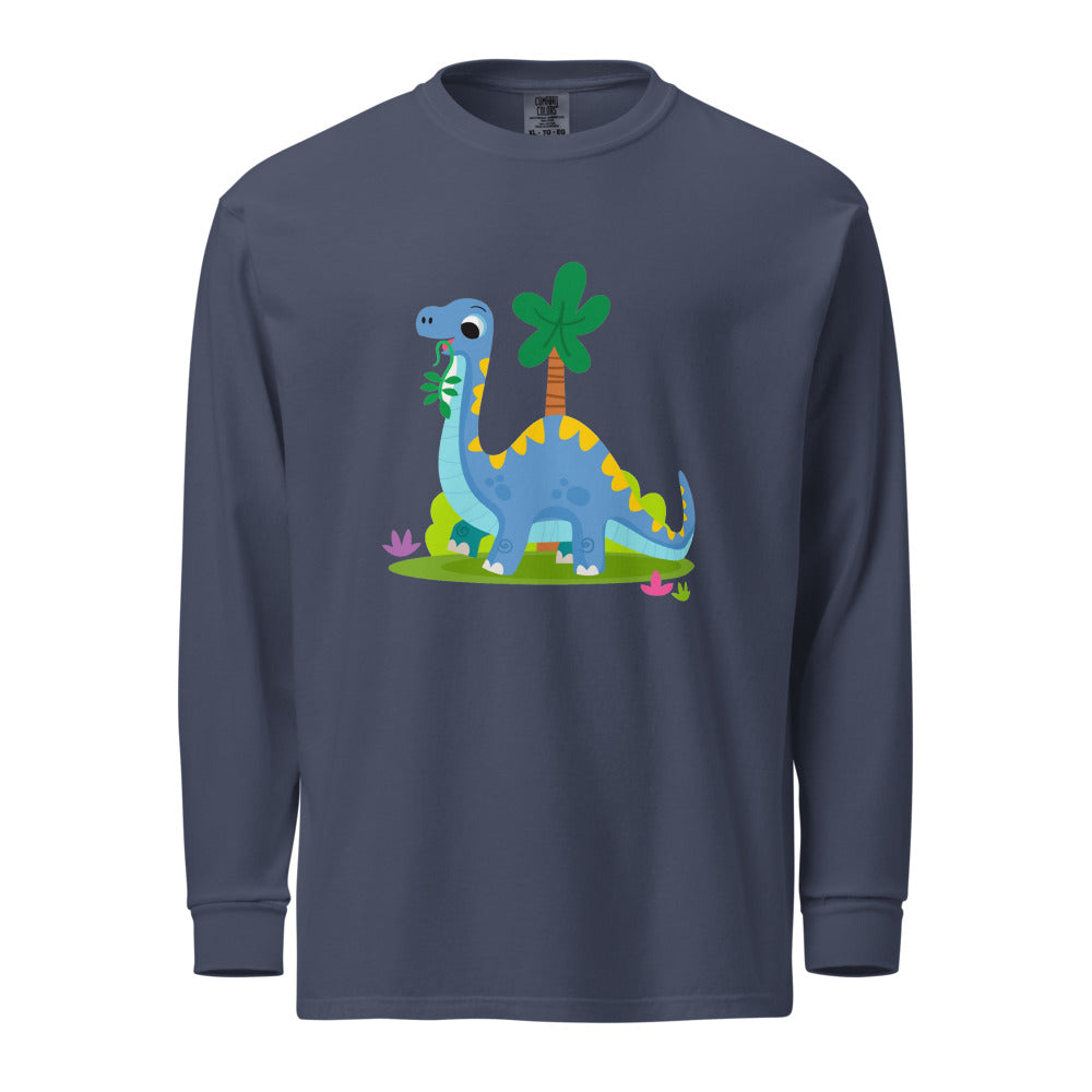 Blue dinosaur | Unisex Garment-Dyed Heavyweight Long Sleeve Shirt | Comfort Colors 6014