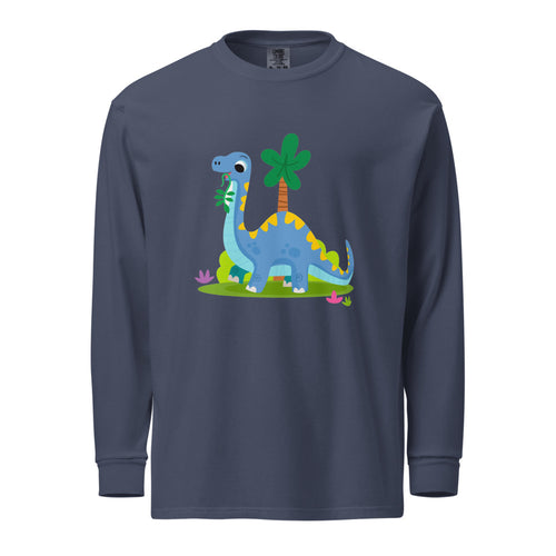 Blue dinosaur | Unisex Garment-Dyed Heavyweight Long Sleeve Shirt | Comfort Colors 6014