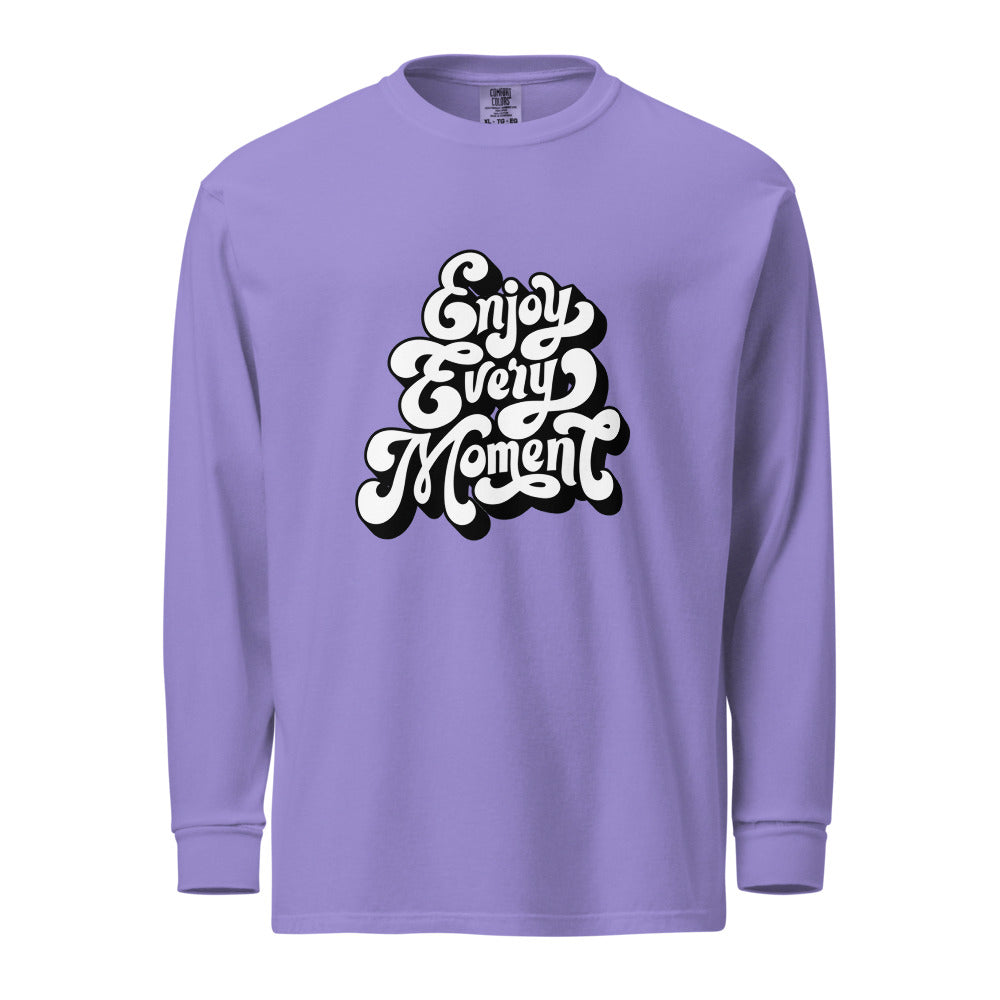 Enjoy every moments white | Unisex Garment-Dyed Heavyweight Long Sleeve Shirt | Comfort Colors 6014