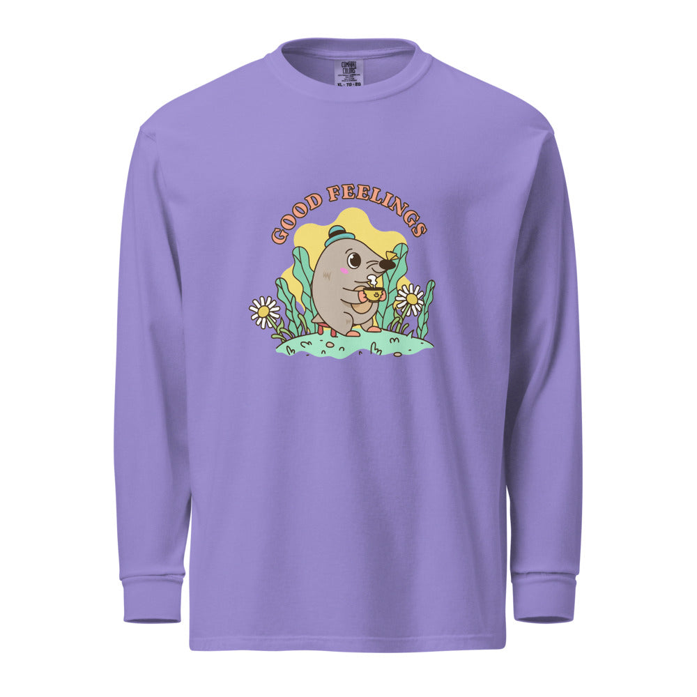 Good feelings | Unisex Garment-Dyed Heavyweight Long Sleeve Shirt | Comfort Colors 6014