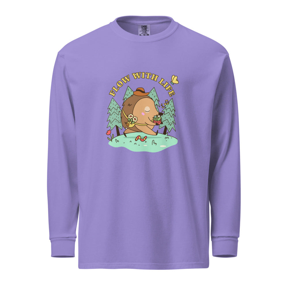 Flow with life | Unisex Garment-Dyed Heavyweight Long Sleeve Shirt | Comfort Colors 6014