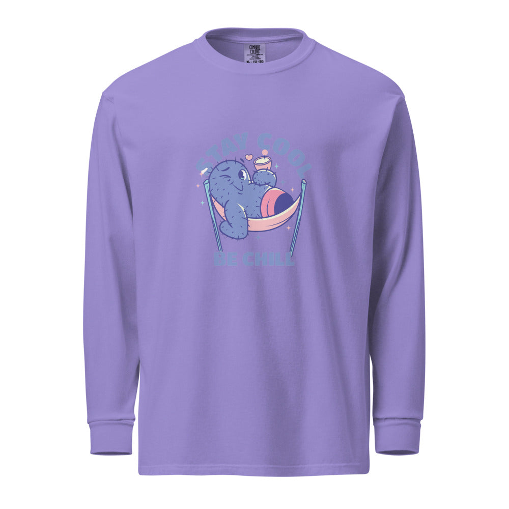 Stay cool be chill | Unisex Garment-Dyed Heavyweight Long Sleeve Shirt | Comfort Colors 6014