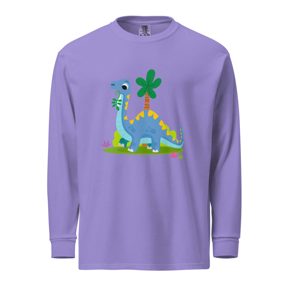 Blue dinosaur | Unisex Garment-Dyed Heavyweight Long Sleeve Shirt | Comfort Colors 6014