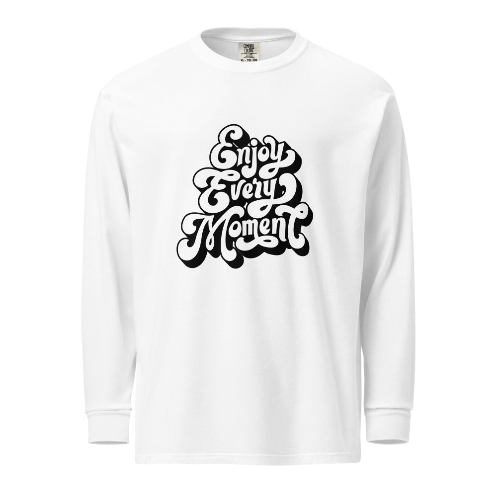 Enjoy every moments white | Unisex Garment-Dyed Heavyweight Long Sleeve Shirt | Comfort Colors 6014