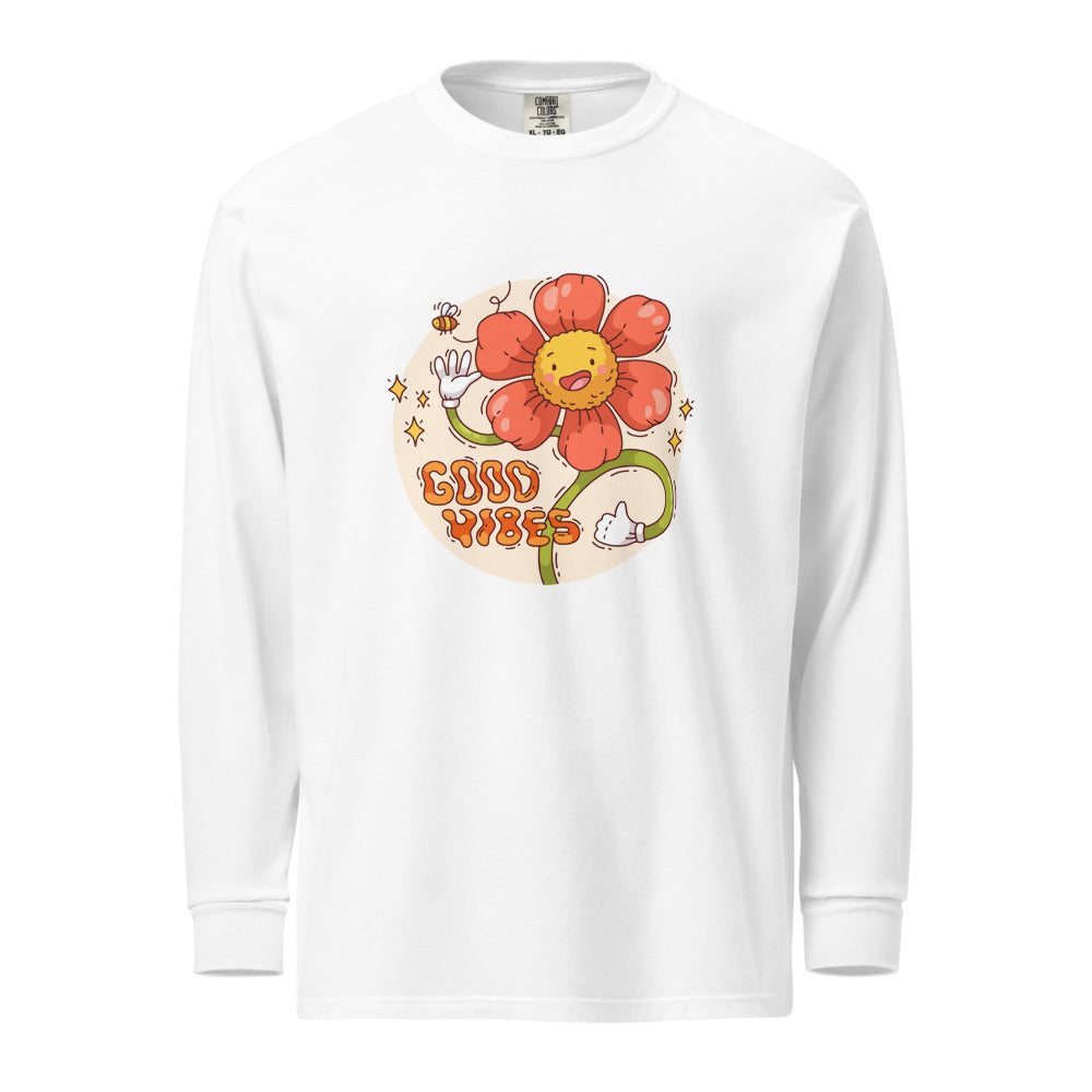 Good vides | Unisex Garment-Dyed Heavyweight Long Sleeve Shirt | Comfort Colors 6014