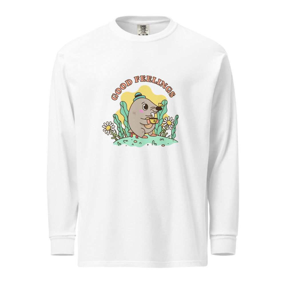 Good feelings | Unisex Garment-Dyed Heavyweight Long Sleeve Shirt | Comfort Colors 6014