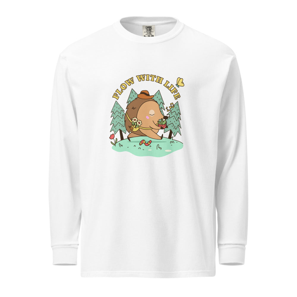 Flow with life | Unisex Garment-Dyed Heavyweight Long Sleeve Shirt | Comfort Colors 6014
