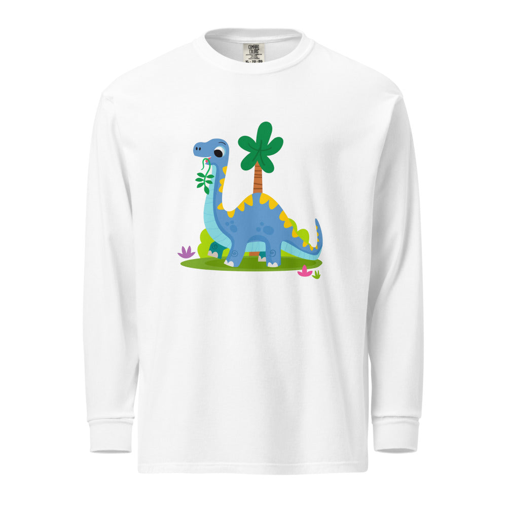 Blue dinosaur | Unisex Garment-Dyed Heavyweight Long Sleeve Shirt | Comfort Colors 6014