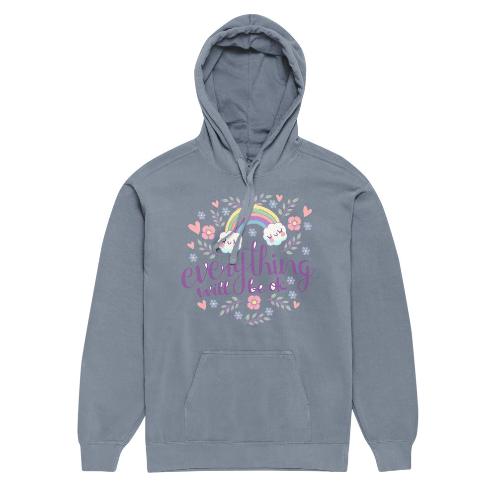 Rainbow - Everything will be ok | Unisex Garment-Dyed Hooded Sweatshirt I Comfort Colors 1567