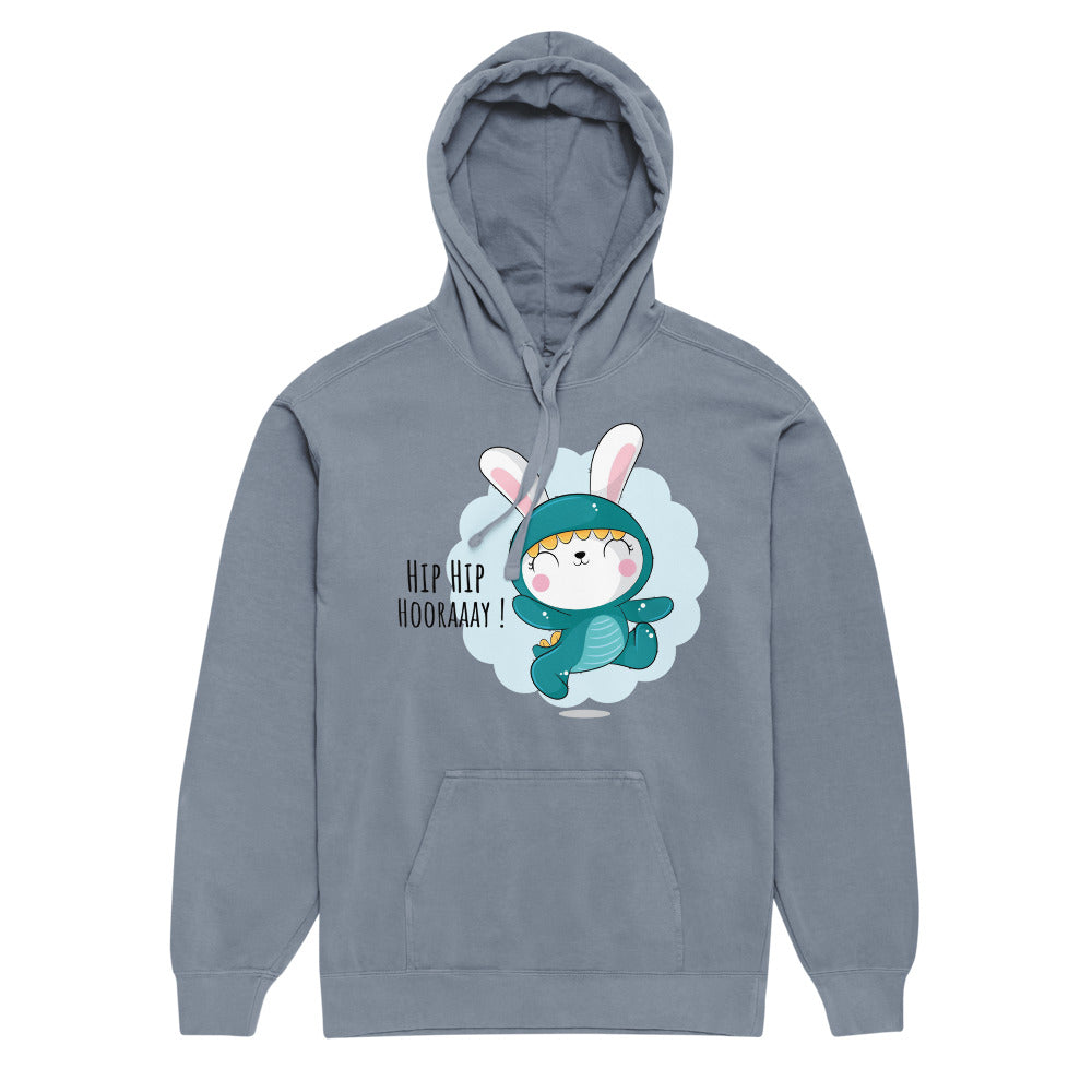 Green rabbit - HIP HIP HOORAAAY | Unisex Garment-Dyed Hooded Sweatshirt I Comfort Colors 1567