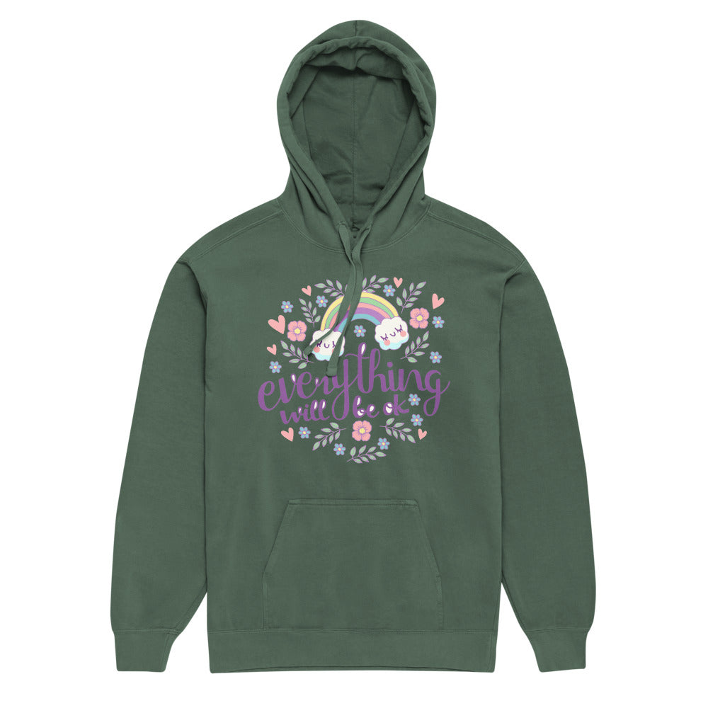 Rainbow - Everything will be ok | Unisex Garment-Dyed Hooded Sweatshirt I Comfort Colors 1567