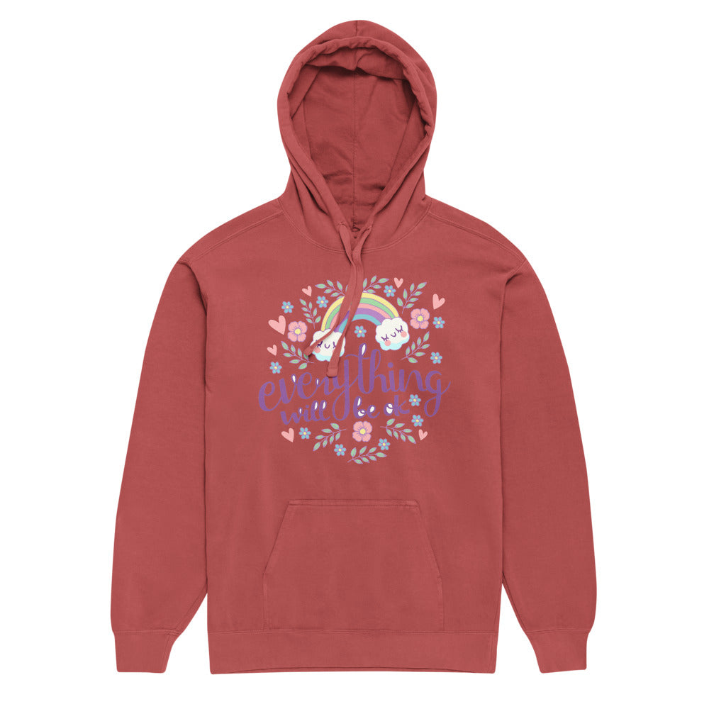 Rainbow - Everything will be ok | Unisex Garment-Dyed Hooded Sweatshirt I Comfort Colors 1567
