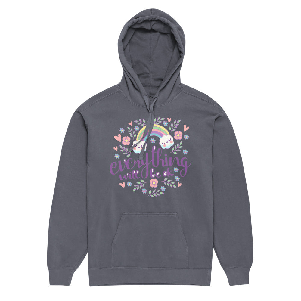 Rainbow - Everything will be ok | Unisex Garment-Dyed Hooded Sweatshirt I Comfort Colors 1567