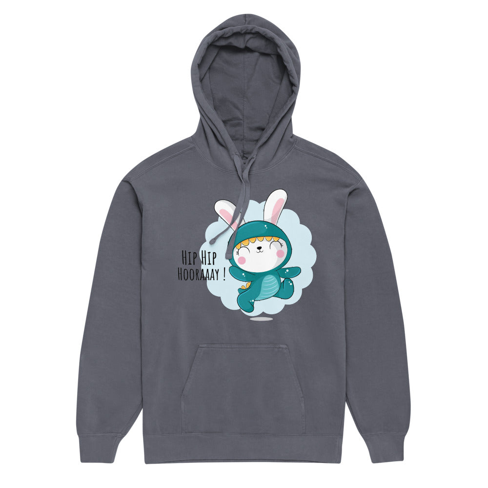 Green rabbit - HIP HIP HOORAAAY | Unisex Garment-Dyed Hooded Sweatshirt I Comfort Colors 1567