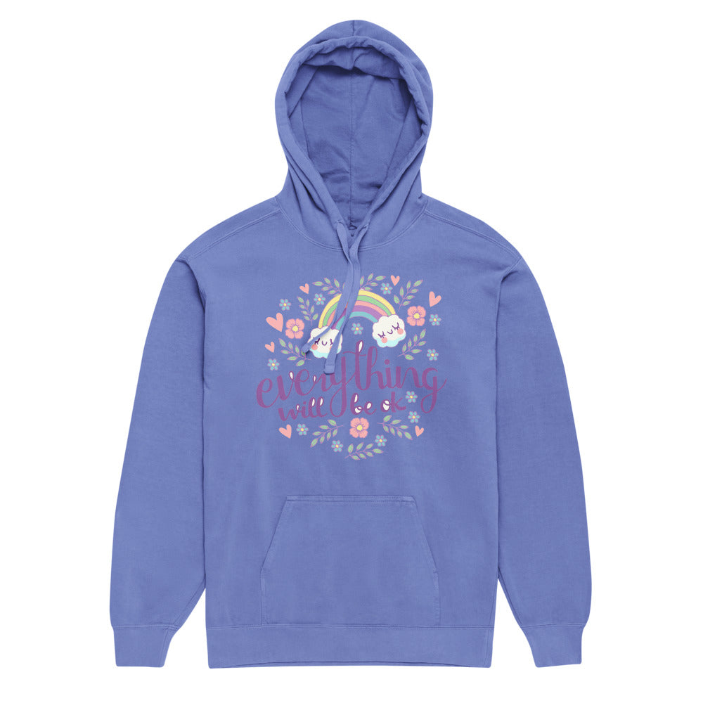 Rainbow - Everything will be ok | Unisex Garment-Dyed Hooded Sweatshirt I Comfort Colors 1567