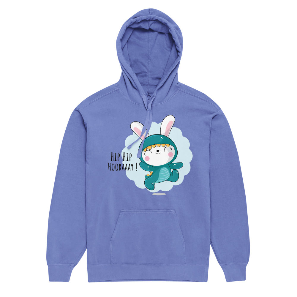 Green rabbit - HIP HIP HOORAAAY | Unisex Garment-Dyed Hooded Sweatshirt I Comfort Colors 1567