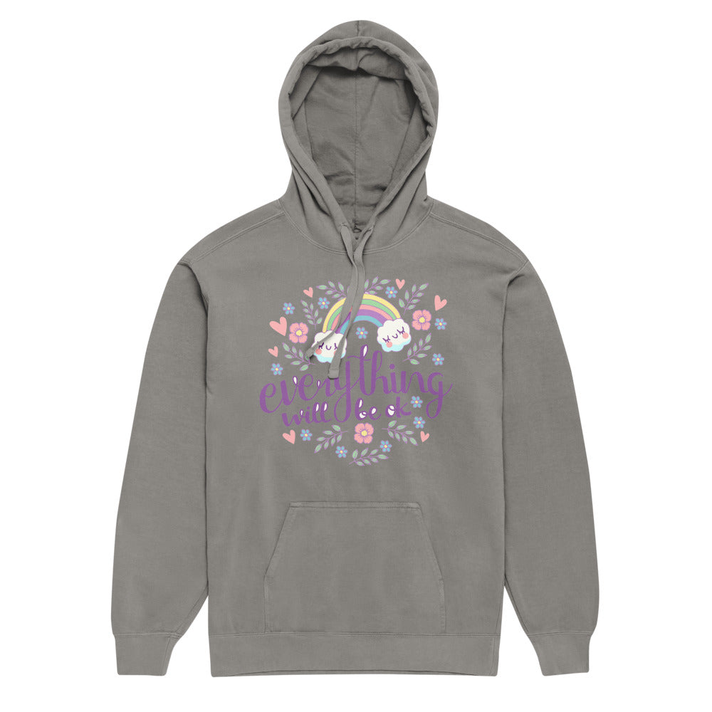 Rainbow - Everything will be ok | Unisex Garment-Dyed Hooded Sweatshirt I Comfort Colors 1567