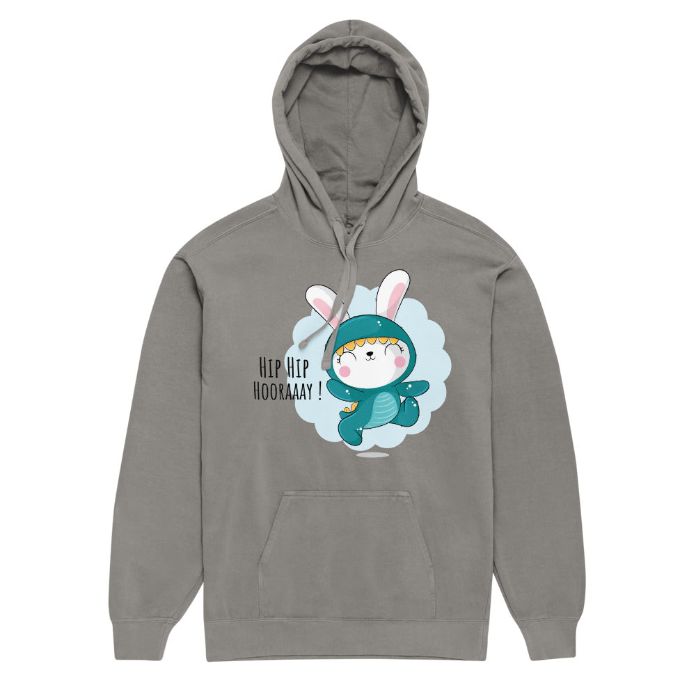 Green rabbit - HIP HIP HOORAAAY | Unisex Garment-Dyed Hooded Sweatshirt I Comfort Colors 1567